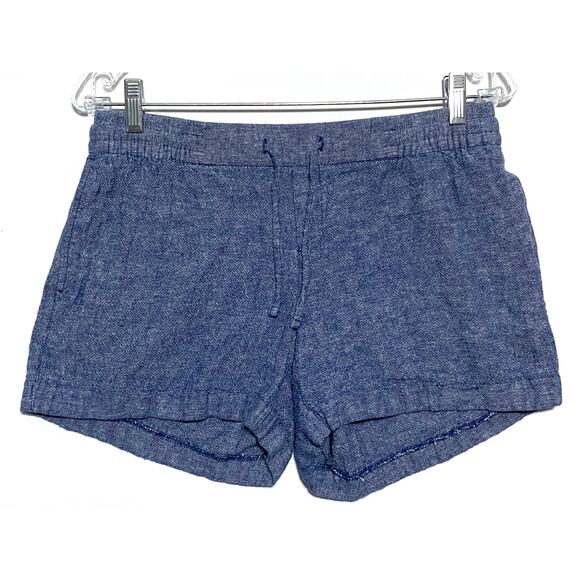 Old Navy Blue Chambray Pull On Shorts Womens M Blue Linen Rayon Coastal Preppy - Picture 1 of 7